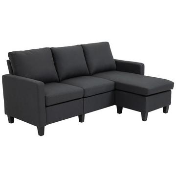 Ecksofa Stoffsofa Eckcouch, Couchgarnitur Mit Wendbarer Chaiselongue, L-Form, Leinen, Dunkelgrau, 197X139X91Cm