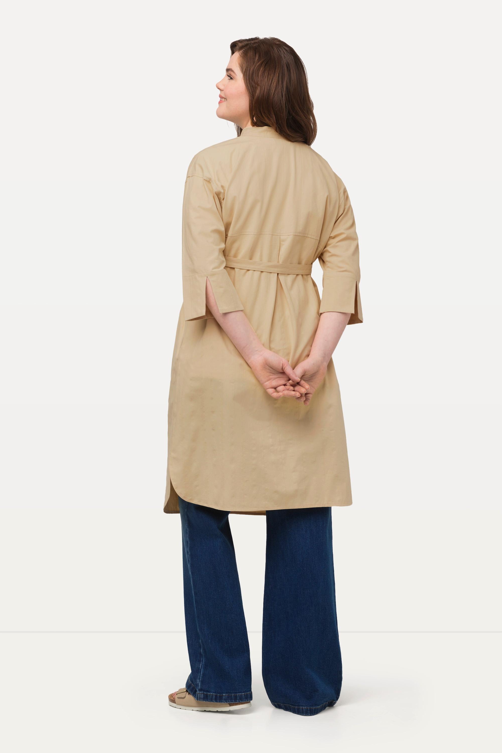 Ulla Popken Giacca Lunga Texture Rigata Maniche 3/4  