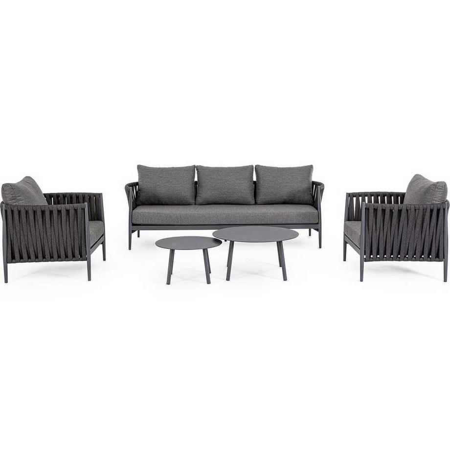 mutoni Table basse de jardin Aminta anthracite (lot de 2)  