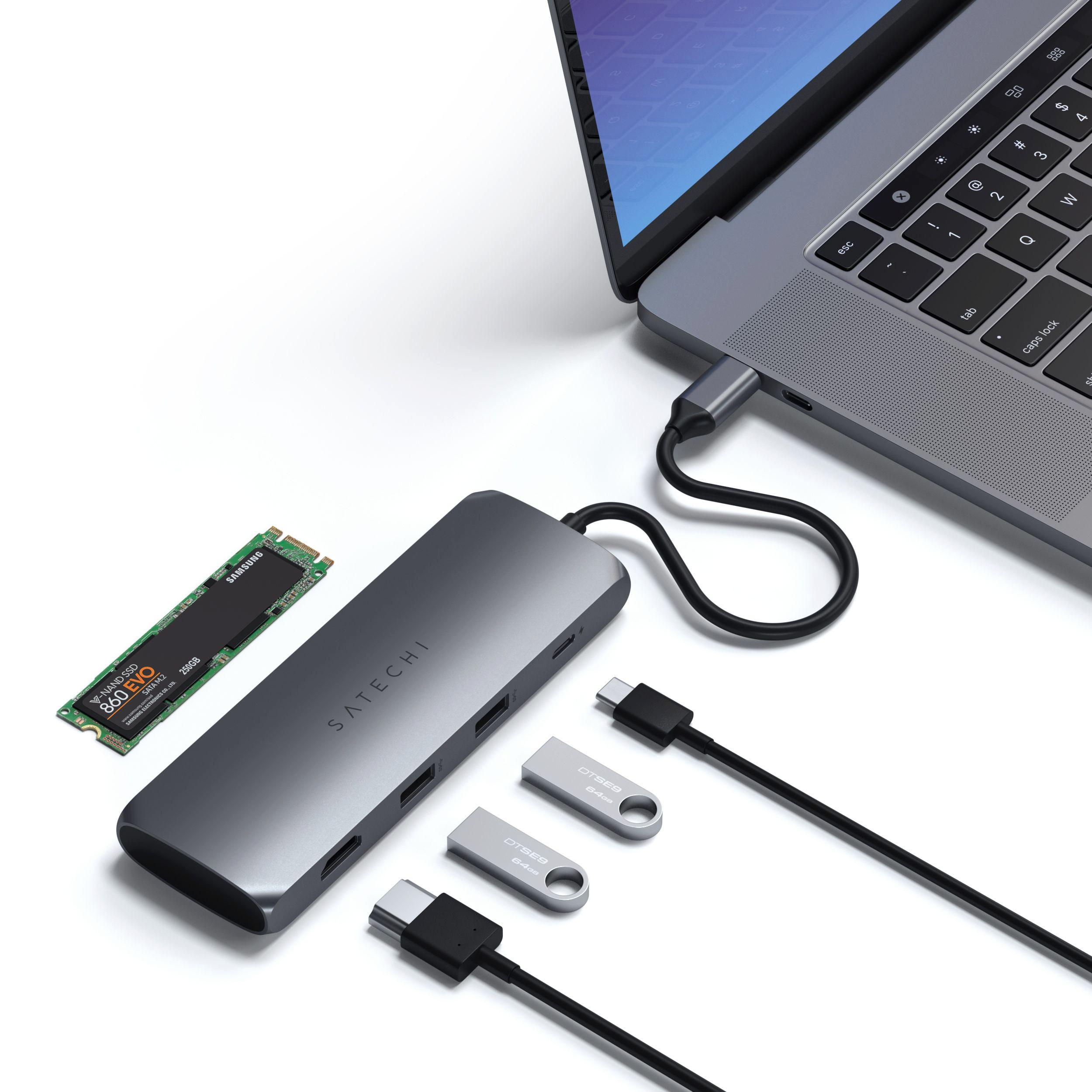 SATECHI  USB-C Slim Alu Multiport Hub mit SSD Fach 