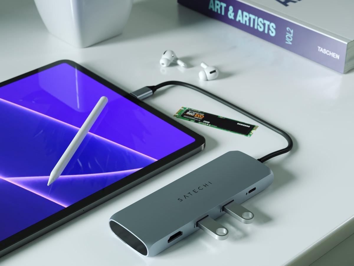 SATECHI  USB-C Slim Alu Multiport Hub mit SSD Fach 
