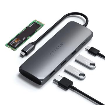 USB-C Slim Alu Multiport Hub mit SSD Fach