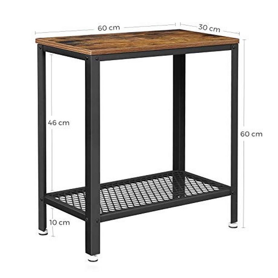 Pricenet Rustikaler Beistelltisch mit Gitterablage, einfache Montage  