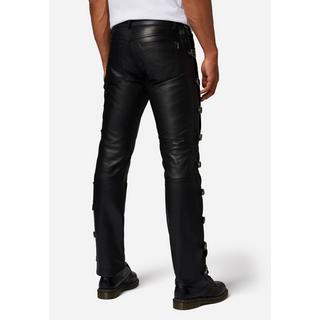 RICANO  Lederhose Buckle mit Schnallengürteln und im klassischem 5-Pocket-Stil 