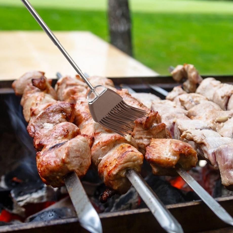 Orion  Brosse de cuisine avec manche télescopique pour griller et pâtisserie 