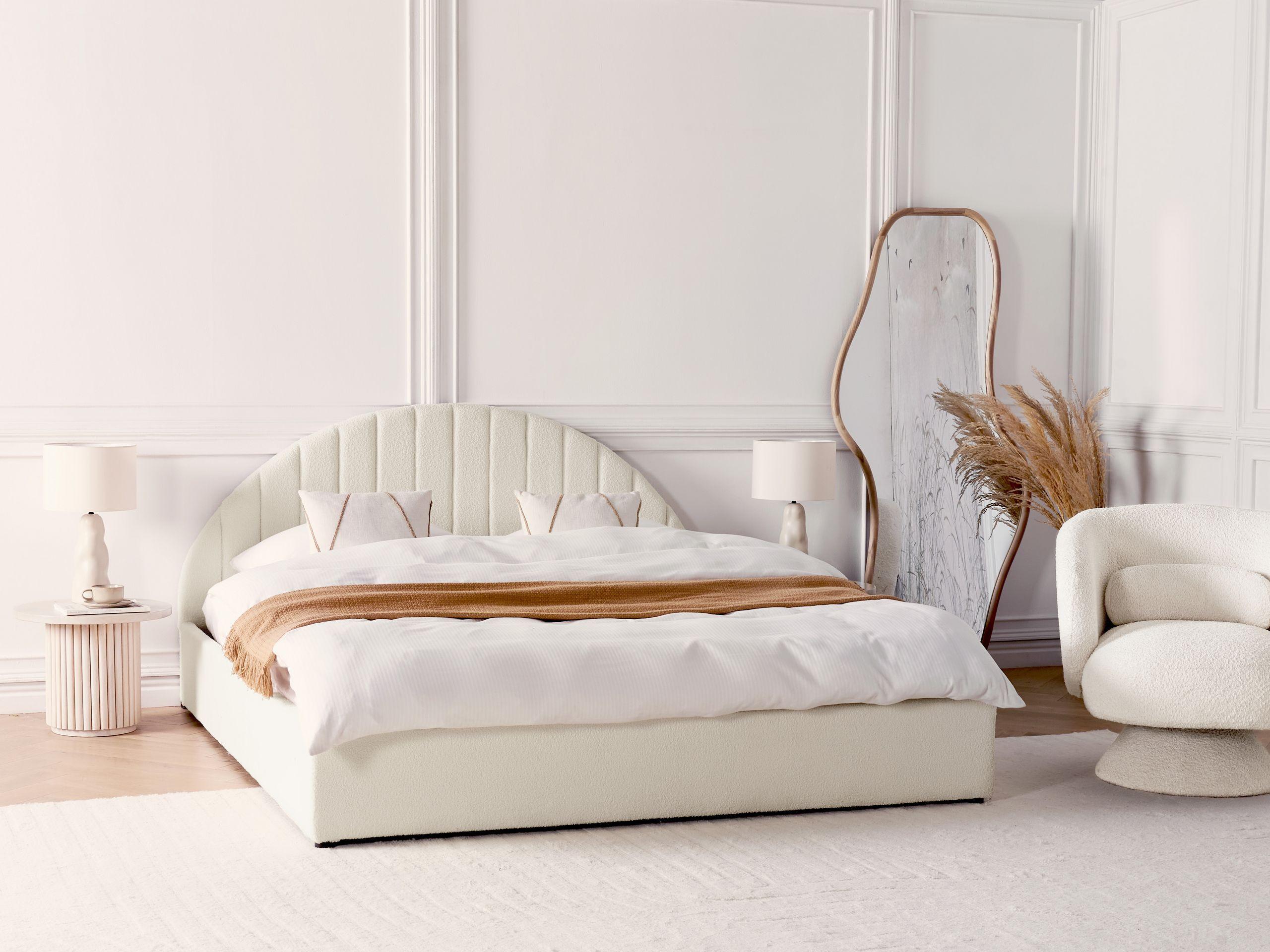 Beliani Bett mit Stauraum aus Bouclé Minimalistisch CHADENET  