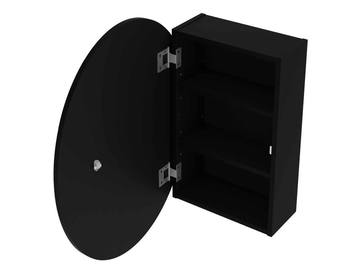 Vente-unique Armadietto a muro da bagno ovale con specchio Nero - RURI  
