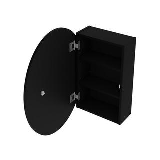 Vente-unique Armadietto a muro da bagno ovale con specchio Nero - RURI  