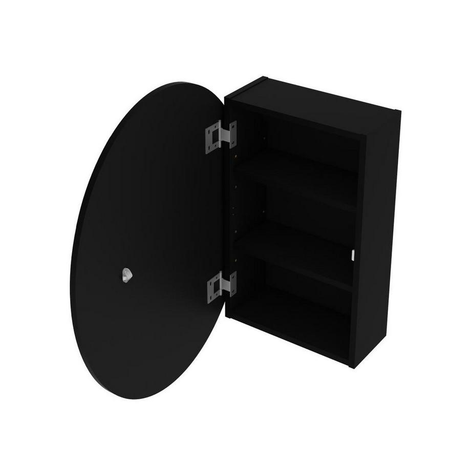 Vente-unique Armoire murale de salle de bain ovale avec miroir – Noir – RURI  