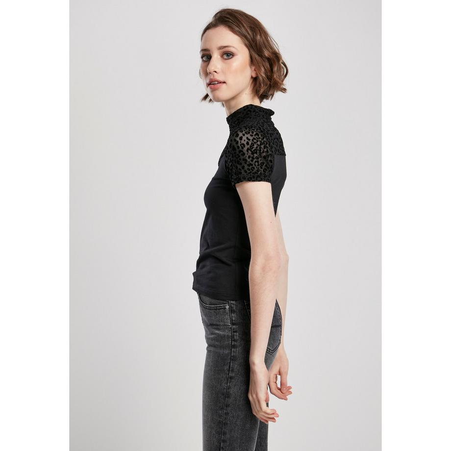 URBAN CLASSICS Flock Lace Turtleneck T-Shirt  