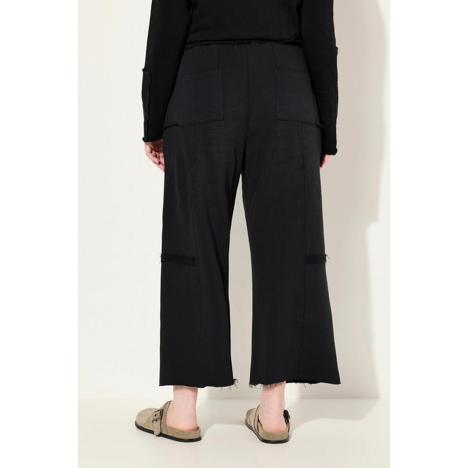 Ulla Popken Culottes in Felpa Cuciture Decorative Cintura Elastica  