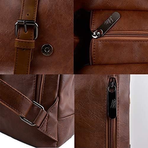 Only-bags.store Retro PU Leder Vintage Rucksack 14 Zoll  