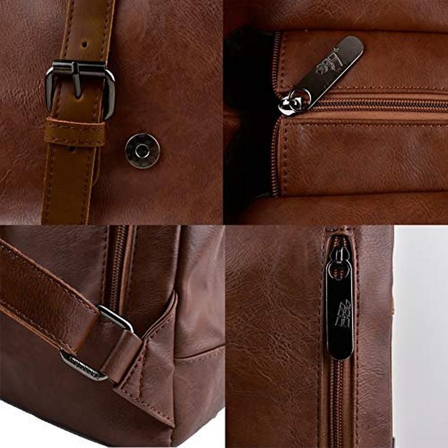 Only-bags.store Zaino vintage in pelle PU retrò 14 pollici  