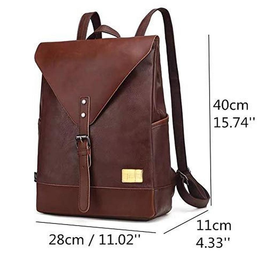 Only-bags.store Zaino vintage in pelle PU retrò 14 pollici  