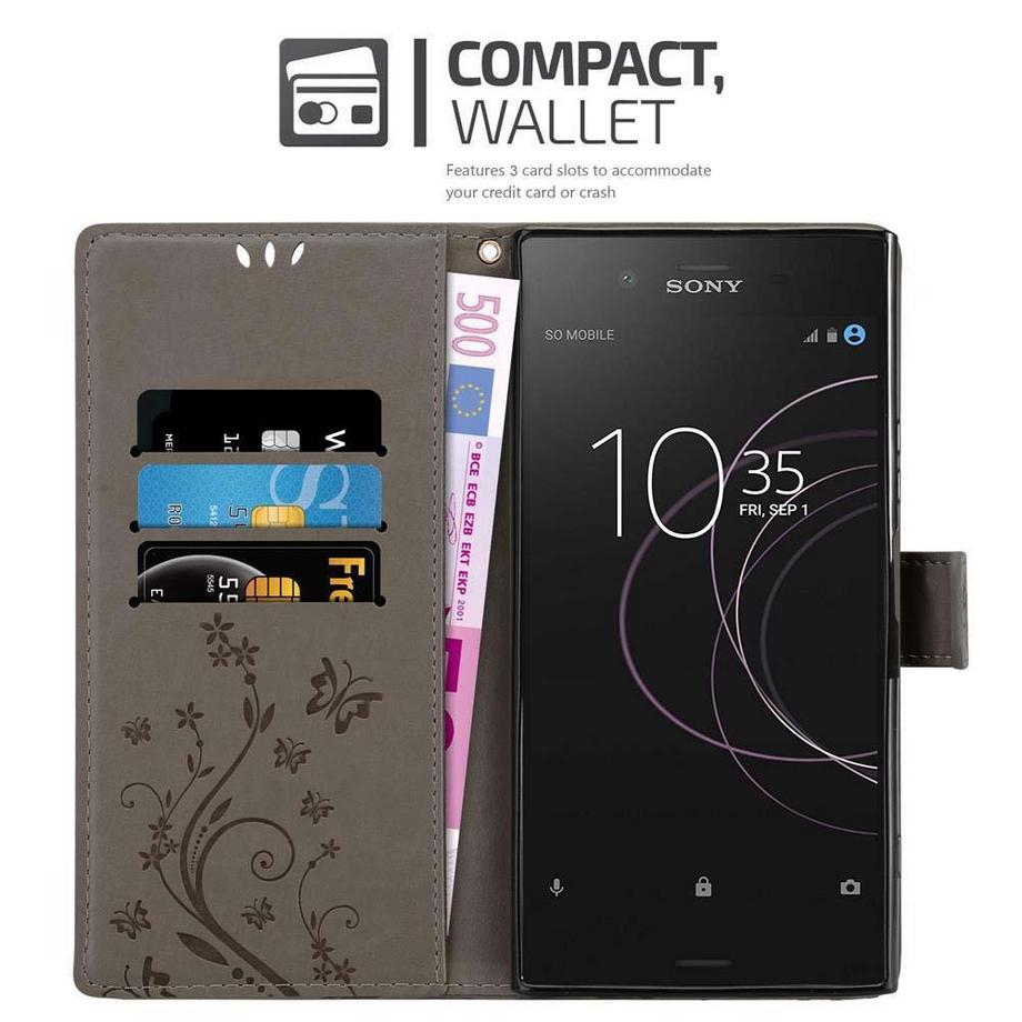 Cadorabo  Hülle für Sony Xperia XZ1 Blumen Design Magnetverschluss 