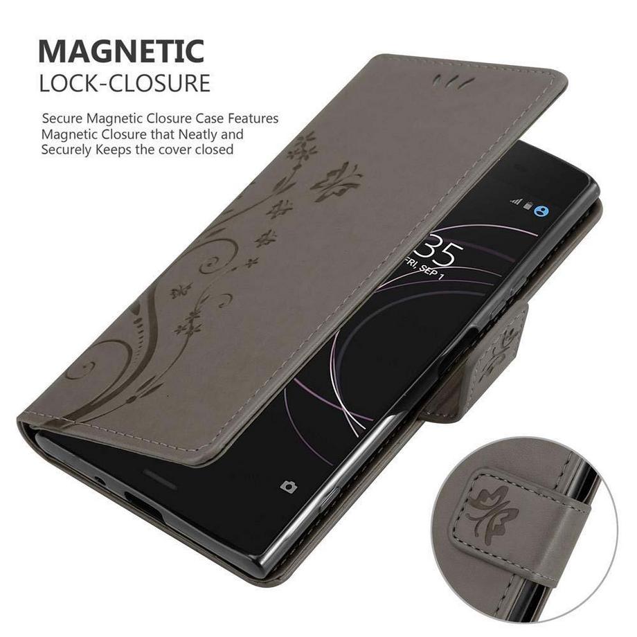 Cadorabo  Hülle für Sony Xperia XZ1 Blumen Design Magnetverschluss 