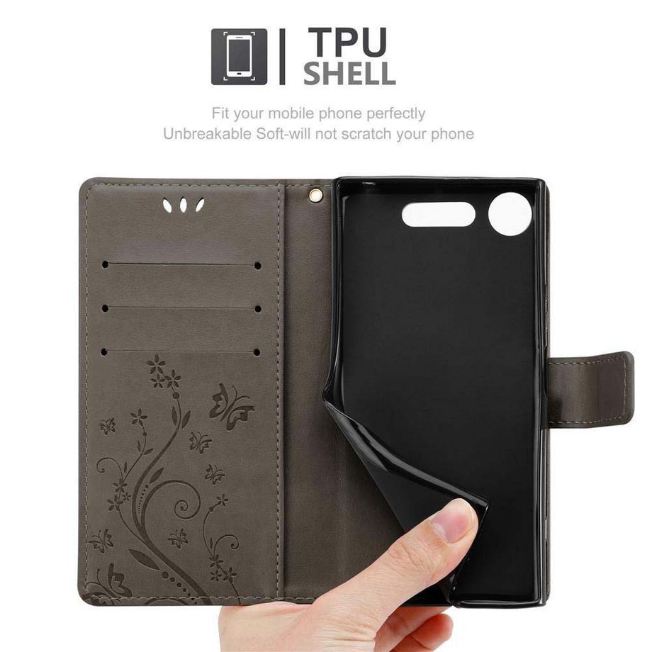 Cadorabo  Hülle für Sony Xperia XZ1 Blumen Design Magnetverschluss 