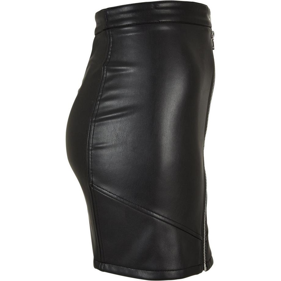 URBAN CLASSICS Gonna Mini in Finta Pelle con Cerniera Frontale  