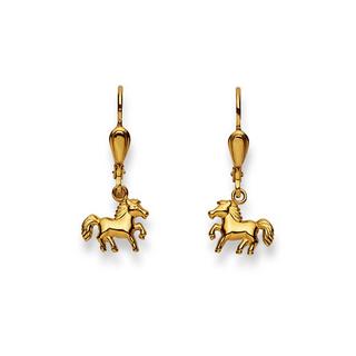 MUAU Schmuck  Ohrhänger mit Patentbrisuren Pferd Gelbgold 750, 23x9mm 
