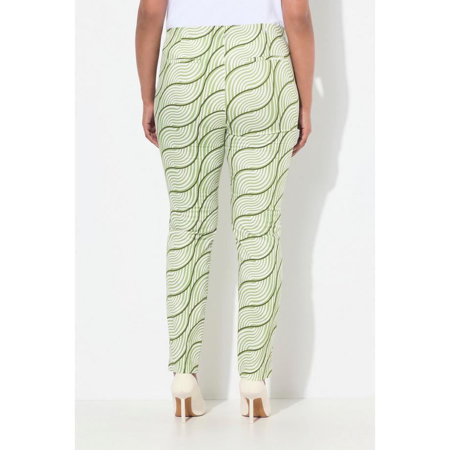 Ulla Popken Pantaloni Slim Fit con Stampa Grafica e Cintura Elastica  