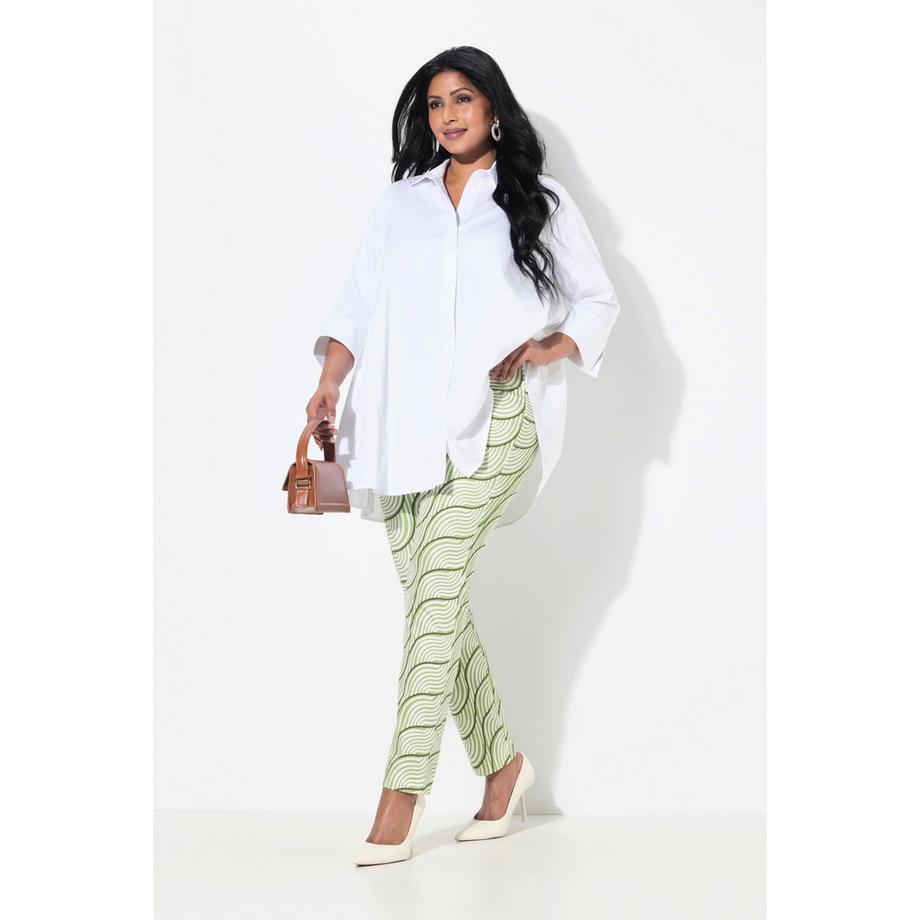 Ulla Popken Pantaloni Slim Fit con Stampa Grafica e Cintura Elastica  