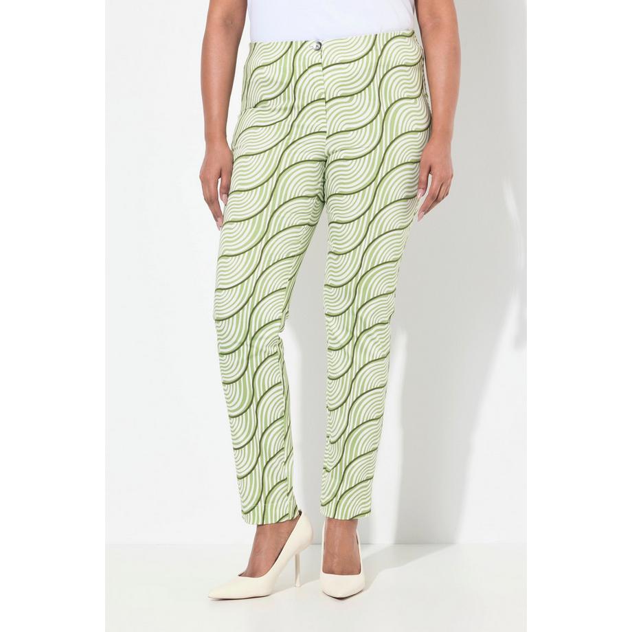 Ulla Popken Pantaloni Slim Fit con Stampa Grafica e Cintura Elastica  