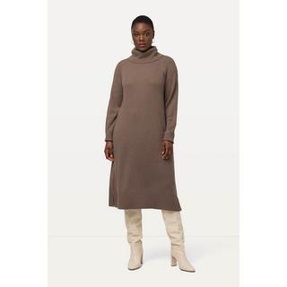 Ulla Popken  Robe en maille côtelée, manches longues et col montant, silhouette en H 