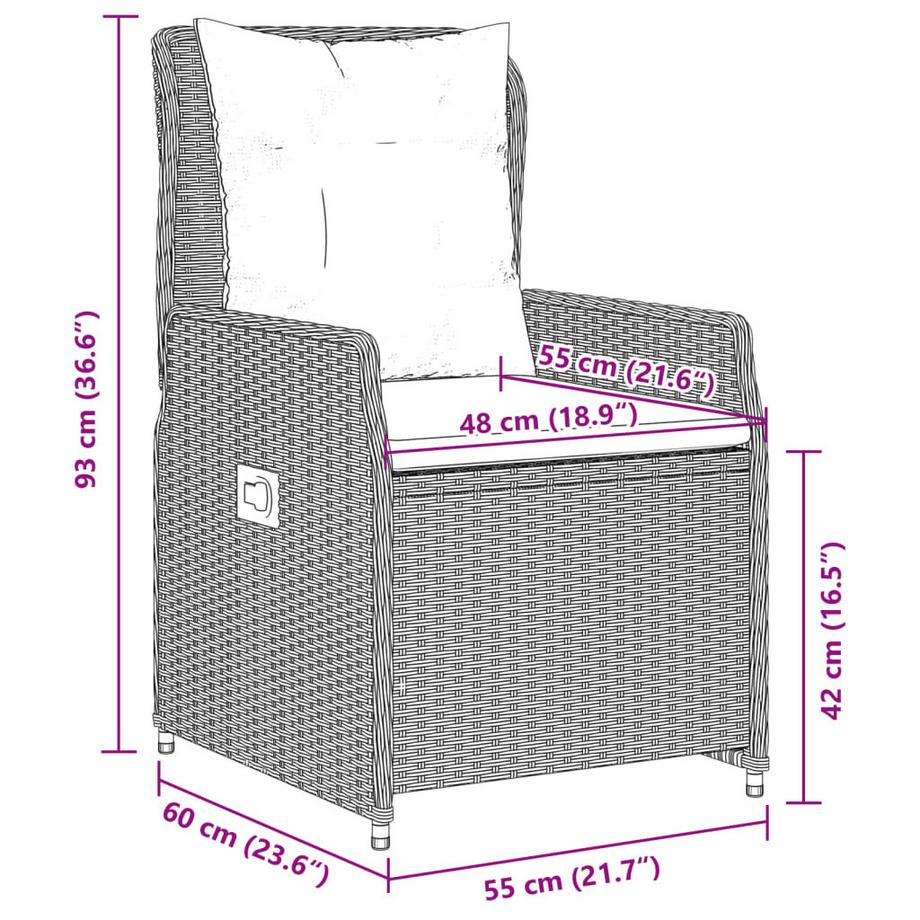 VidaXL Gartensessel verstellbar poly-rattan  