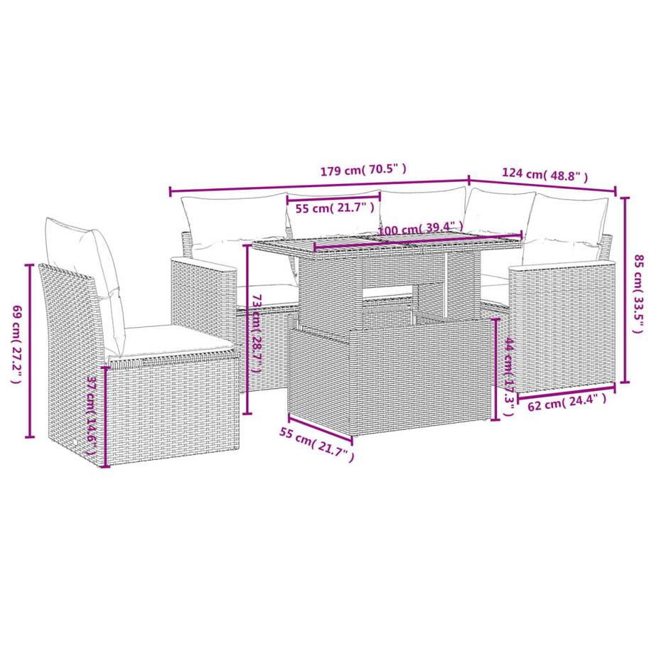 VidaXL Ensemble de canapés de jardin rotin synthétique  