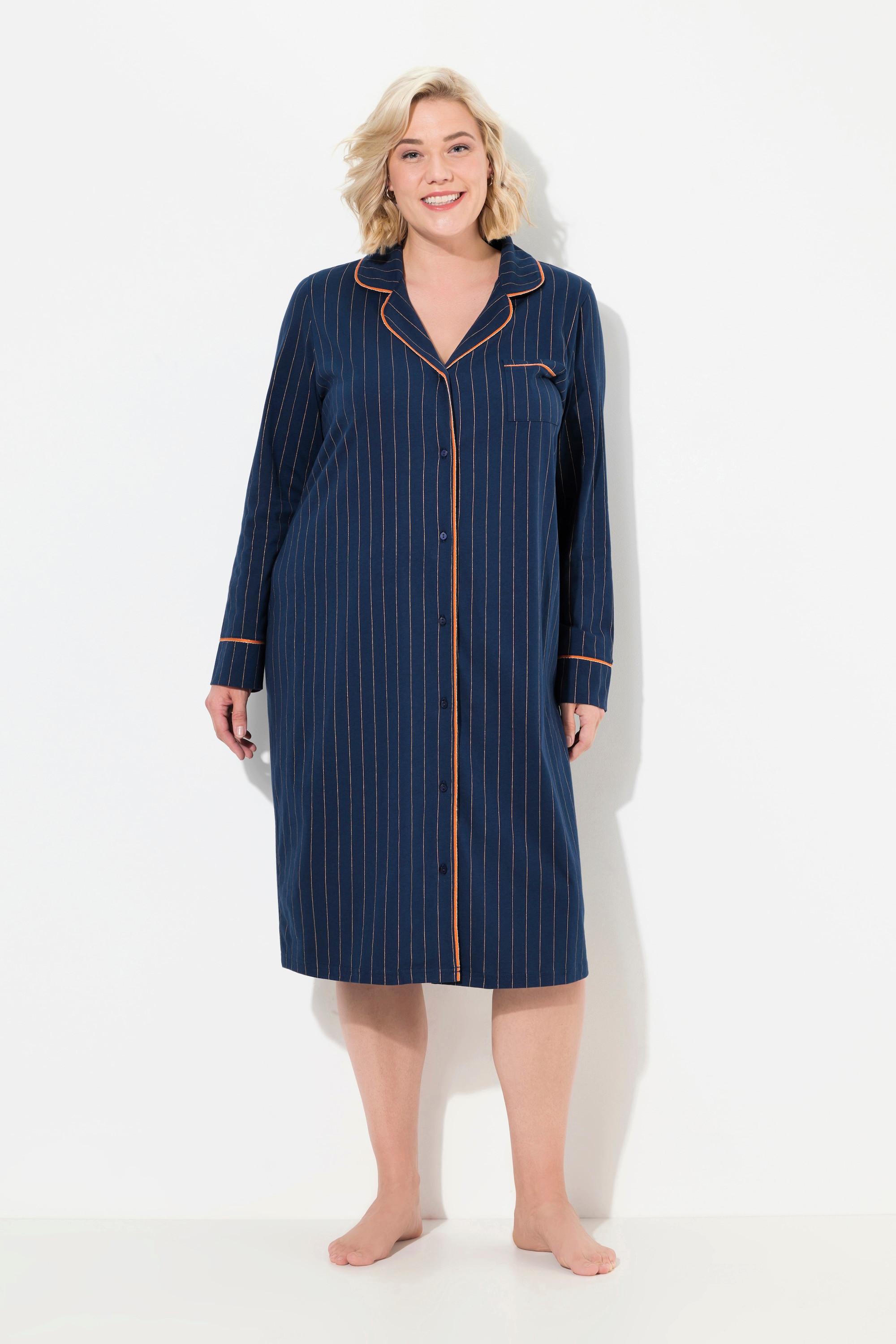 Ulla Popken  Chemise de nuit à manches longues, esprit pyjama, col à revers 