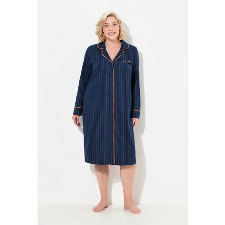 Ulla Popken  Chemise de nuit à manches longues, esprit pyjama, col à revers 