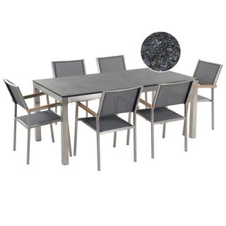 Beliani Ensemble de salle à manger de jardin pour 6 personnes en Granit Industriel GROSSETO  