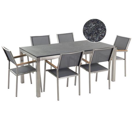 Beliani Ensemble de salle à manger de jardin pour 6 personnes en Granit Industriel GROSSETO  