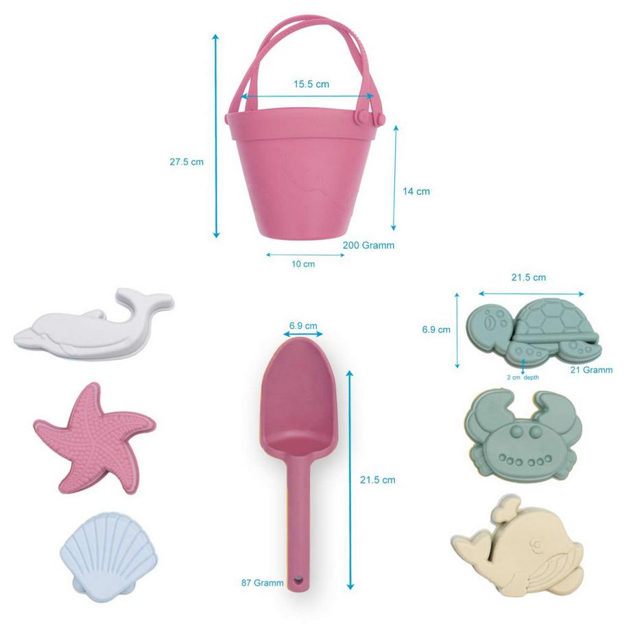 Intirilife  Set Di 9 Giocattoli Di Sabbia Con 6 Stampi, Secchiello, Paletta E Borsa Per Il Trasporto 