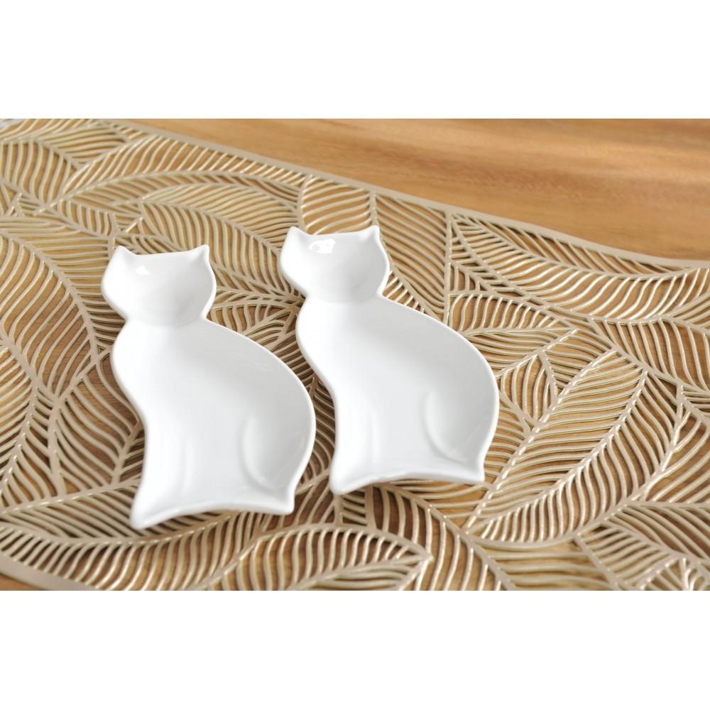 Aulica LOT DE 2 COUPELLES CHAT PORCELAINE 20CM  