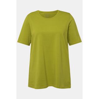 Ulla Popken  T-shirt en coton bio, coupe évasée, col rond et manches courtes 