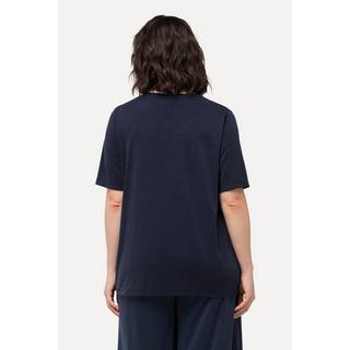 Ulla Popken T-shirt Col Tunique Manches Courtes Mélange Modal  