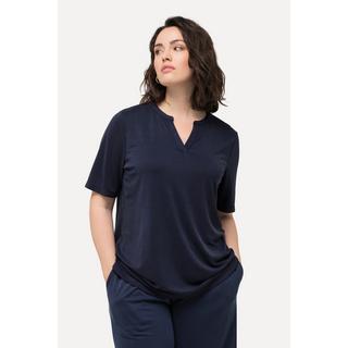 Ulla Popken T-shirt Col Tunique Manches Courtes Mélange Modal  