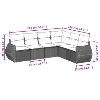 VidaXL Ensemble de canapés de jardin rotin synthétique  