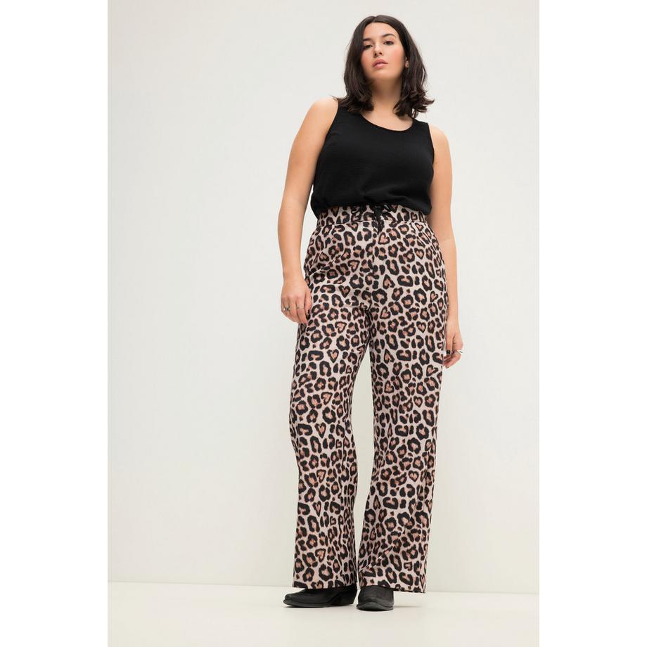 Studio Untold Wide Leg High Waist Leoprint Hose  