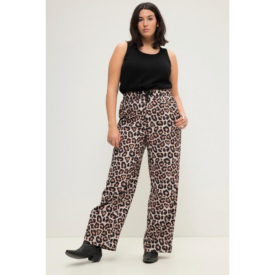 Studio Untold Wide Leg High Waist Leoprint Hose  