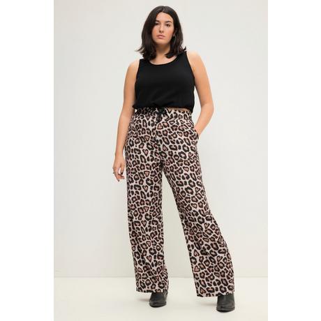 Studio Untold Pantalon Large Taille Haute Imprimé Léopard  