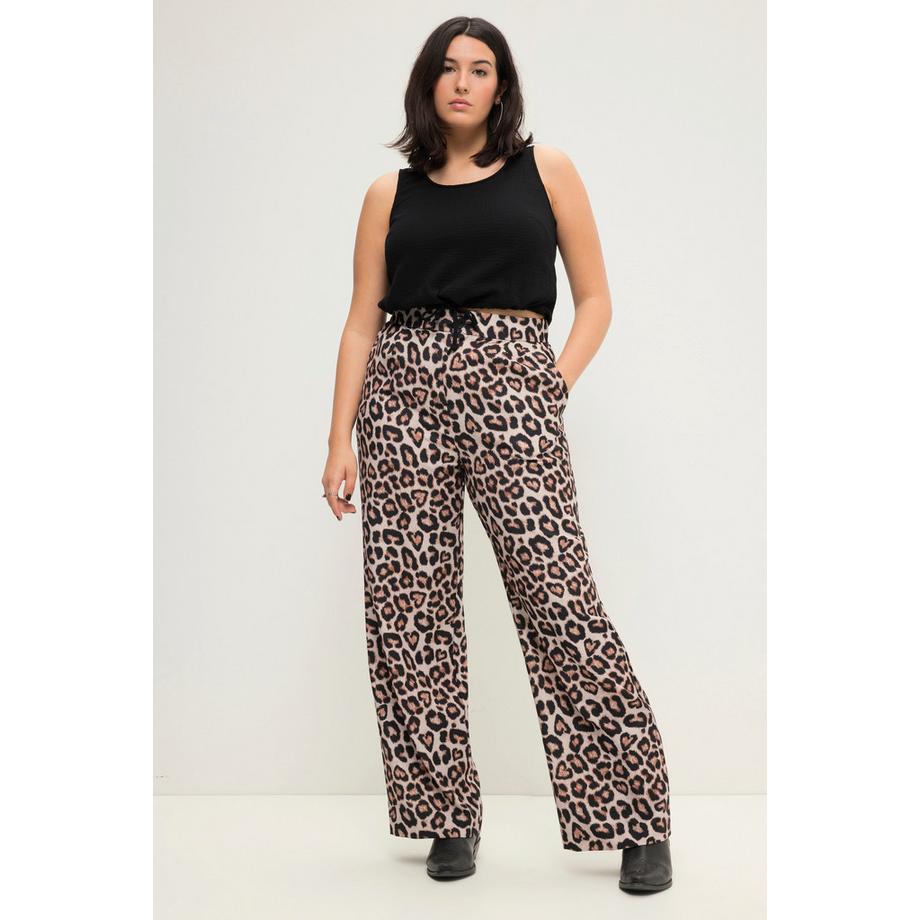 Studio Untold Wide Leg High Waist Leoprint Hose  