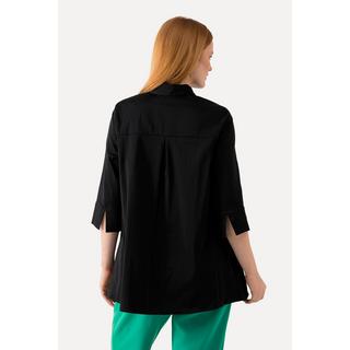 Ulla Popken  Blusa dal taglio svasato con pieghe godet, colletto da camicia e maniche a 3/4 