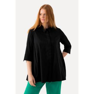 Ulla Popken  Chemisier avec plis godet. Col chemise et manches 3/4, ligne A 