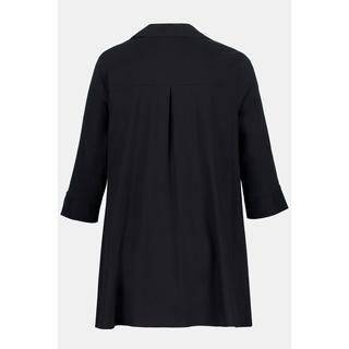 Ulla Popken  Blusa dal taglio svasato con pieghe godet, colletto da camicia e maniche a 3/4 