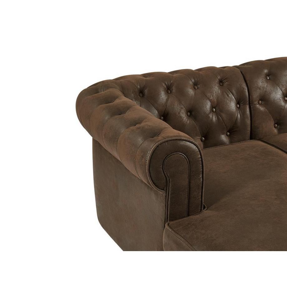 Vente-unique Canapé d'angle panoramique en microfibre aspect cuir vieilli CHESTERFIELD  
