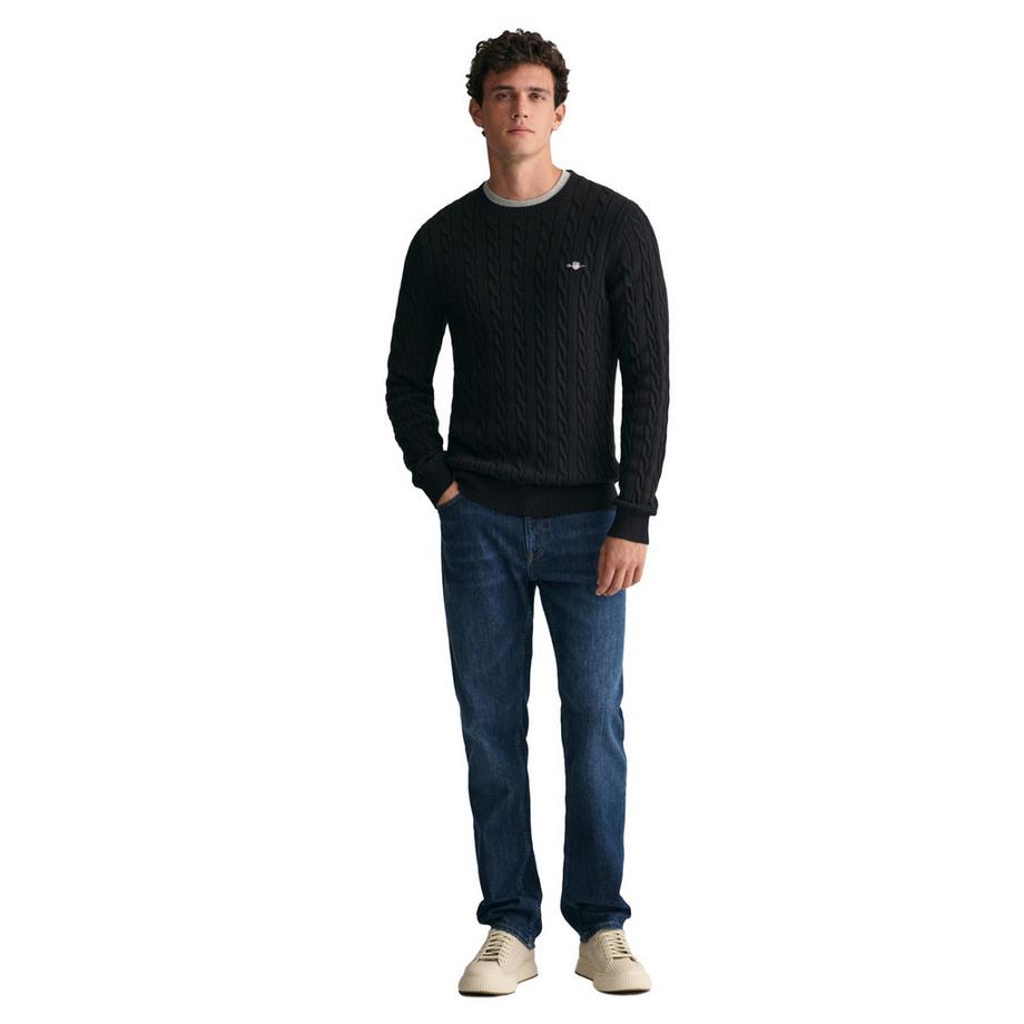 GANT Maglione a maglia girocollo a trecce Vestibilità confortevole  