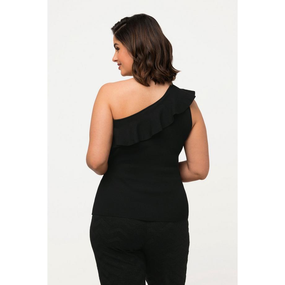 Ulla Popken Top asimmetrico in maglia con volant  