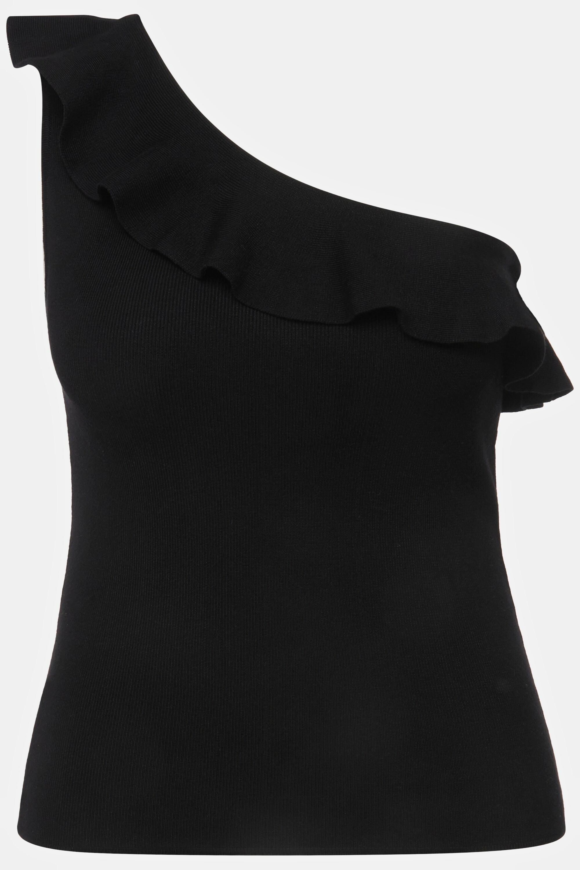 Ulla Popken Top asimmetrico in maglia con volant  